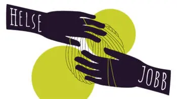 To hender som holder i et garnnøste som skal vise at helse og jobb henger tett sammen