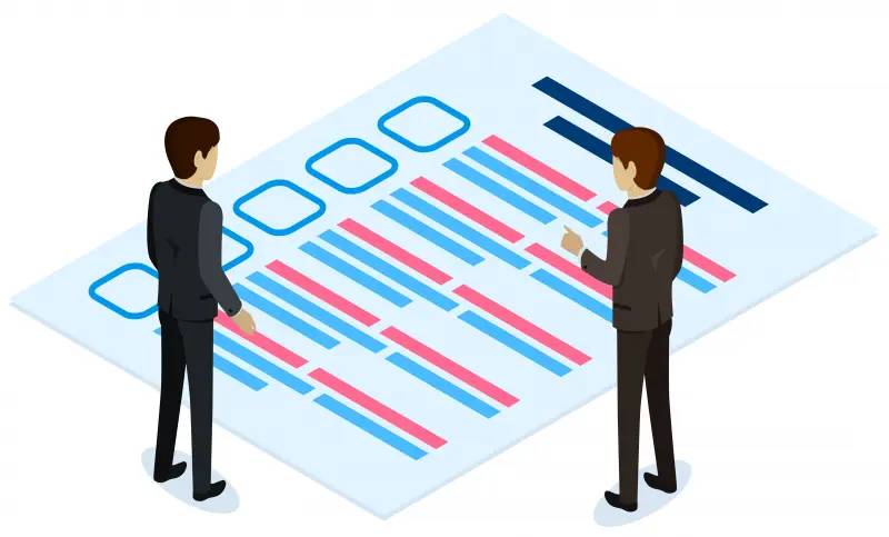To kollegaer studerer et spørreskjema