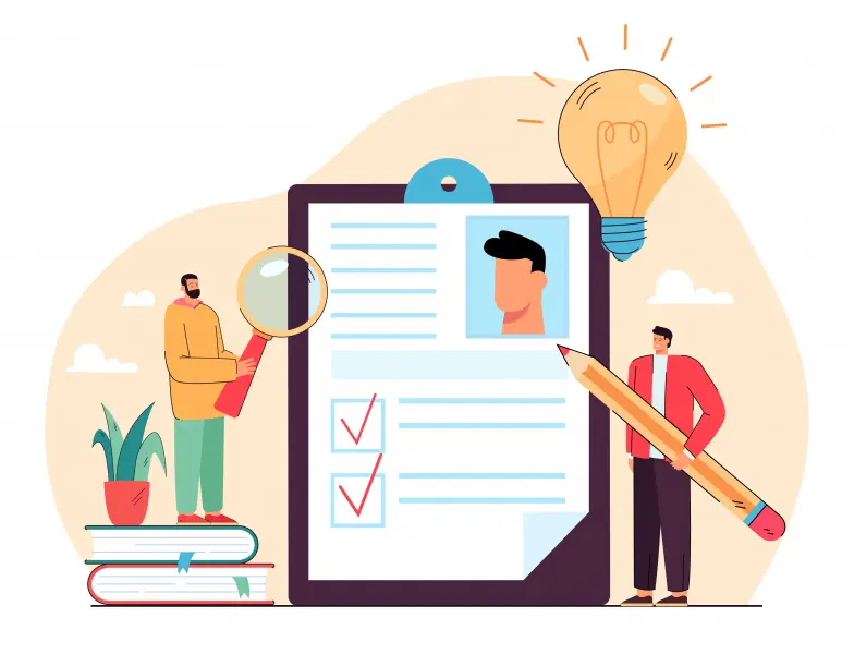 cartoon character filling in form in survey