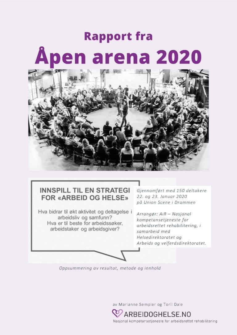 Framsiden av rapporten for Åpen arena 2020